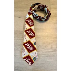 Vtg Schlitz Beer Necktie Brown Cream The Beer That Made Milwaukee Famous Logo
